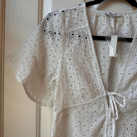 NWT Madewell Tie-Front Top in Eyelet Soft white XXS - Picture 9 of 14